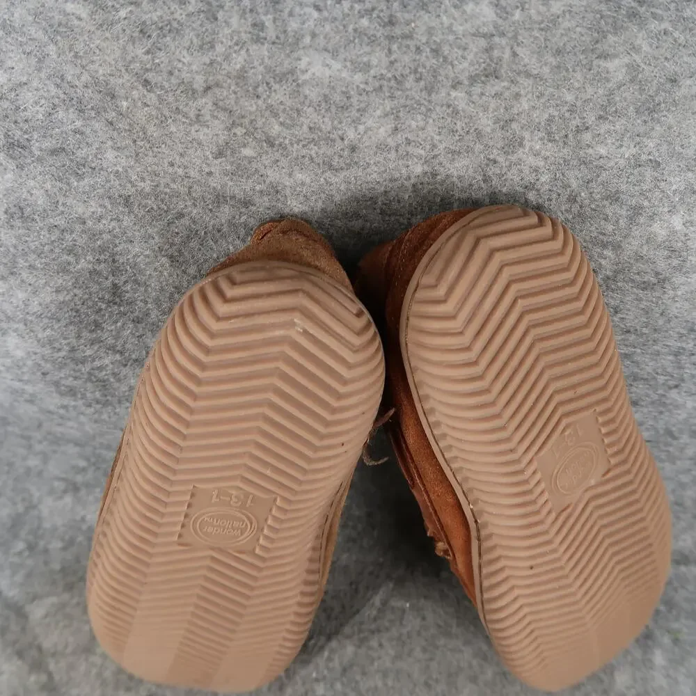 Wonder Nation Shoes Kids 13 1 Slippers Moccasin Loafer Brown Slip On Faux Fur